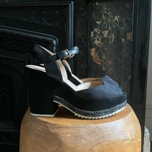 Tory Burch silk & suede platforms